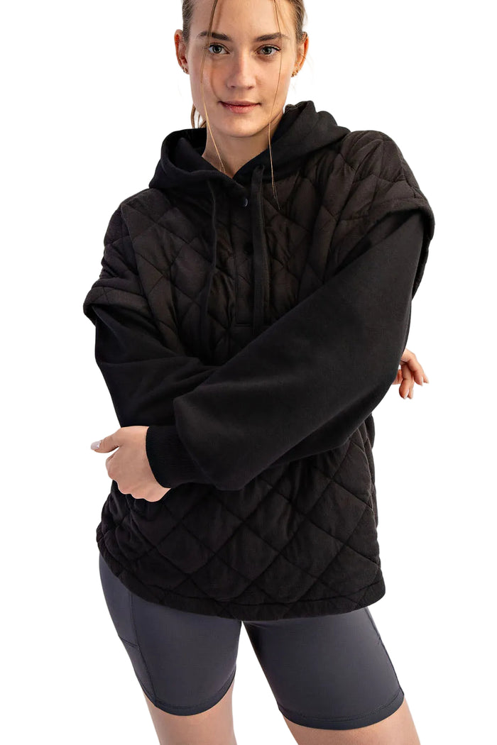 Rae Mode Women's Quilted Terry Mix Hoodie
