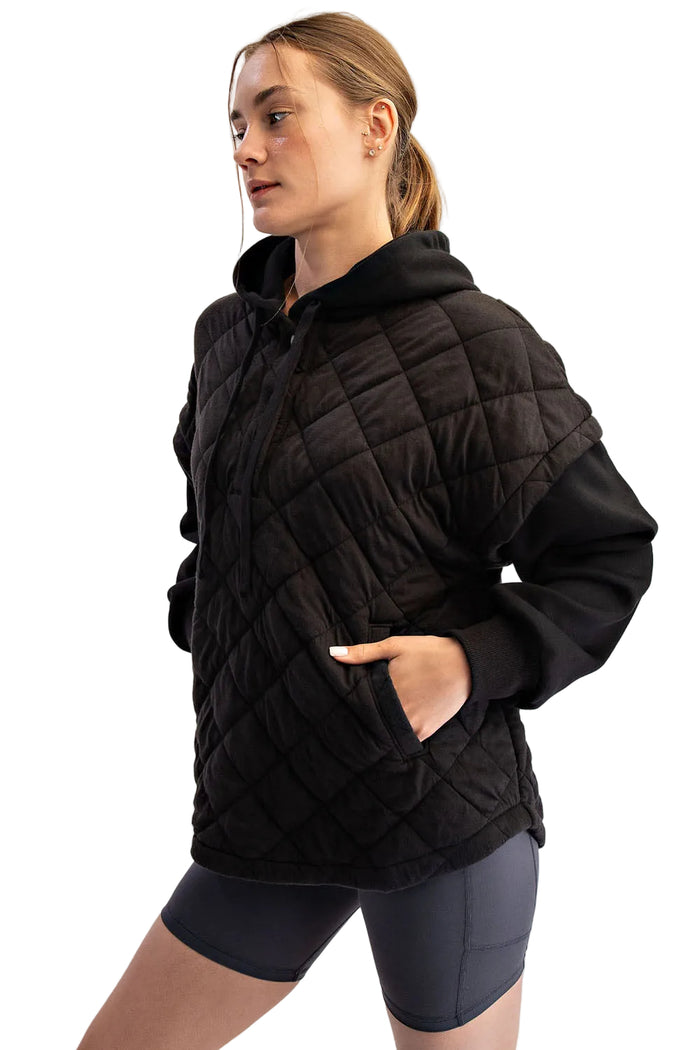 Rae Mode Women's Quilted Terry Mix Hoodie