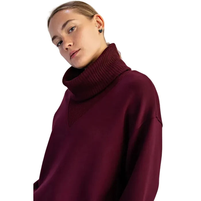 Rae Mode Women's Scuba Luxe V-Turtleneck