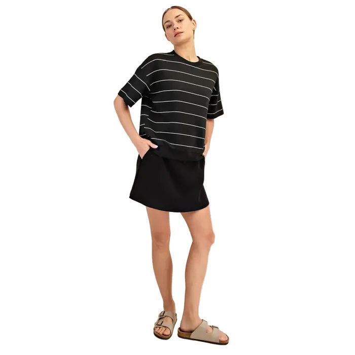 Rae Mode Women's Scuba Stripe Basic Short Sleeve Top