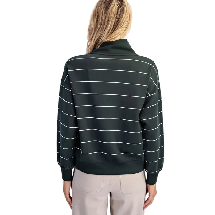 Rae Mode Women's Scuba Stripe V-Neck Pullover