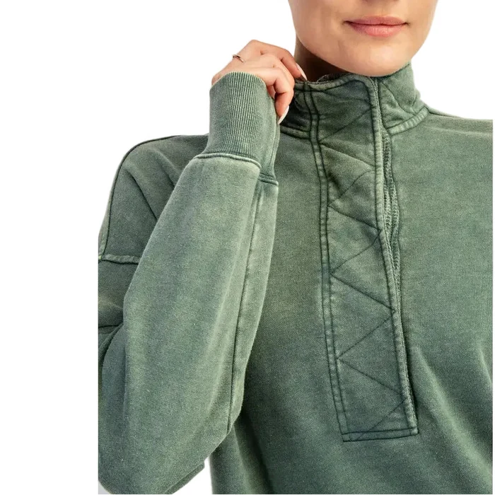 Rae Mode Women's Waffle 1/4 Zip Snap Sweatshirt
