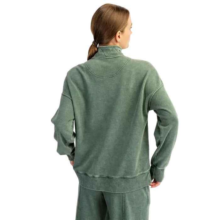 Rae Mode Women's Waffle 1/4 Zip Snap Sweatshirt
