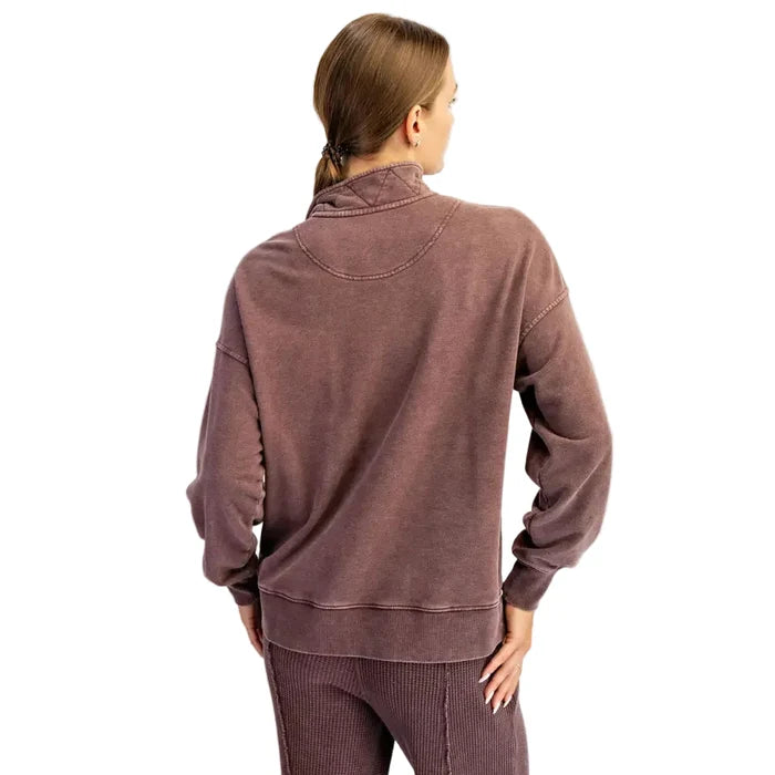 Rae Mode Women's Waffle 1/4 Zip Snap Sweatshirt