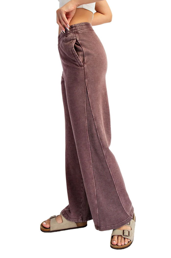 Rae Mode Women's Waffle Wide Leg Pants