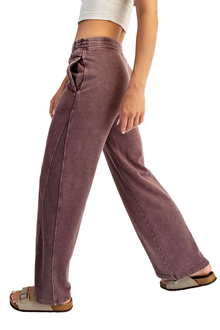 Rae Mode Women's Waffle Wide Leg Pants