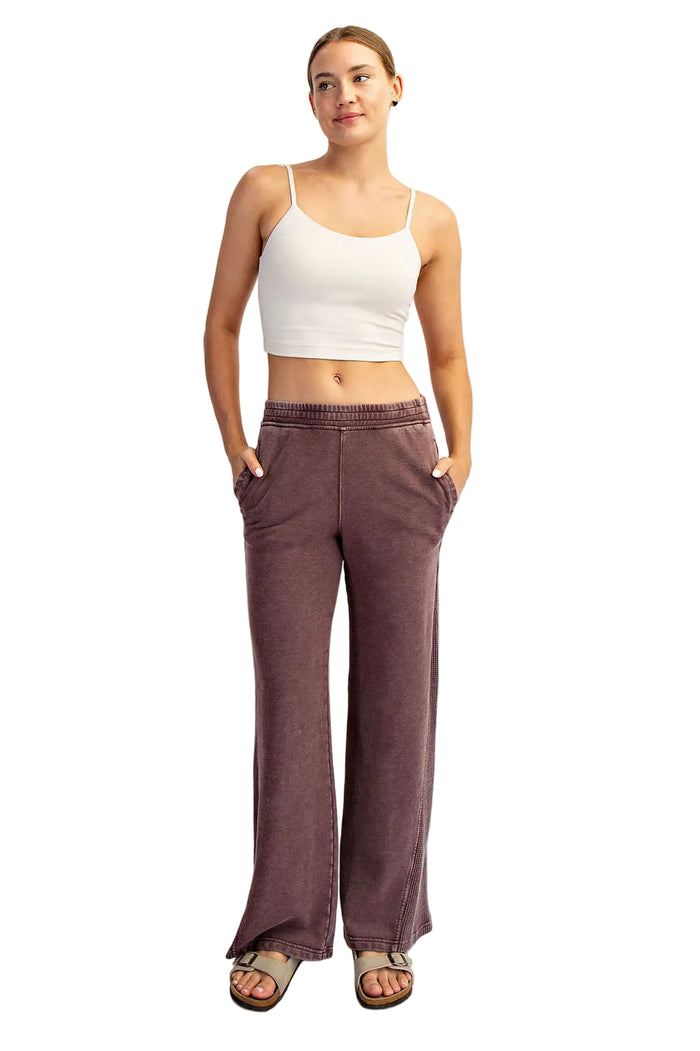 Rae Mode Women's Waffle Wide Leg Pants