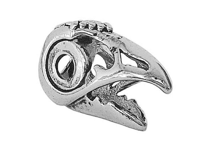 Raven's Skull Hair Bead - Silver Finish Gothic & Viking Hair Accessory side view