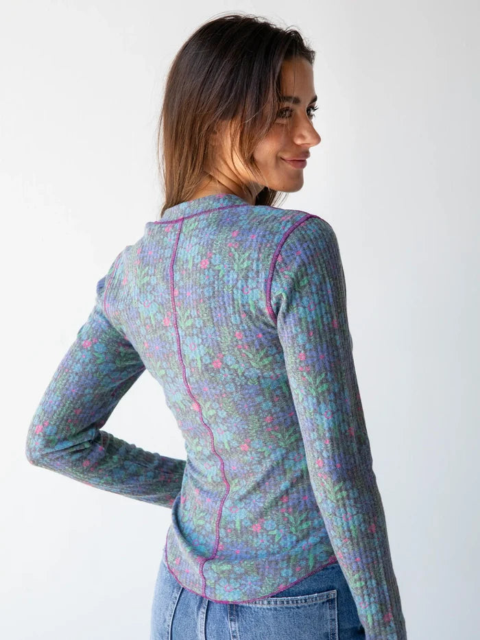 Reagan Thermal Henley - Dark Blue Garden-view 2