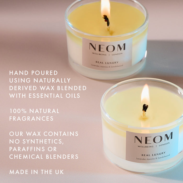Real Luxury Scented Candle Travel

HAND POURED
USING NATURALLY DERIVED WAX BLENDED WITH ESSENTIAL OILS

100% NATURAL FRAGRANCES

OUR WAX CONTAINS NO SYNTHETICS, PARAFFINS OR CHEMICAL BLENDERS

MADE IN THE UK