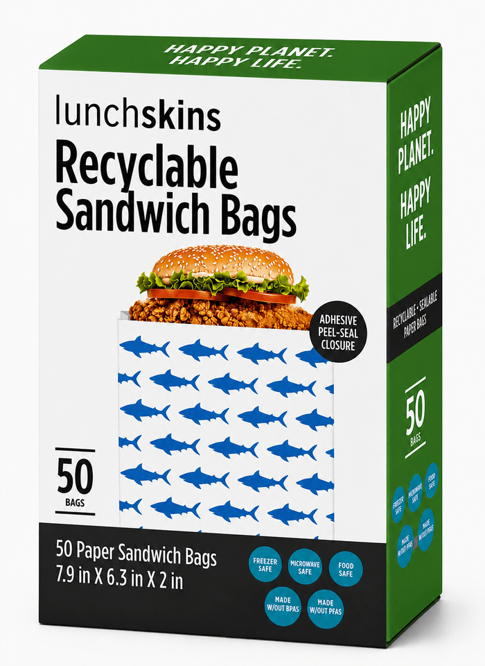 Lunchskins Recyclable Paper Sandwich Bags – Shark Print