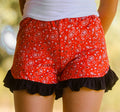 Red Handkerchief Ruffle Shorts
