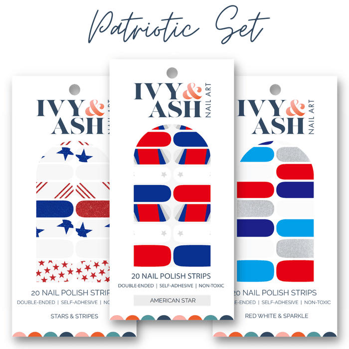 Red White & Sparkle | 4th of July Glitter Nail Art Nail Wrap - Olita Gifts & Goods