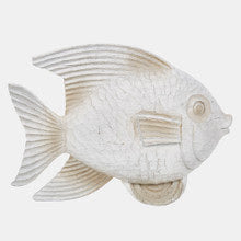 Resin 13" Fish Figurine, White Wash