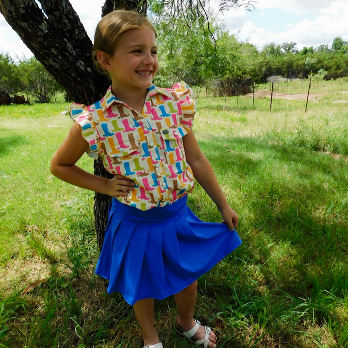 Royal Blue Pleaded Skort