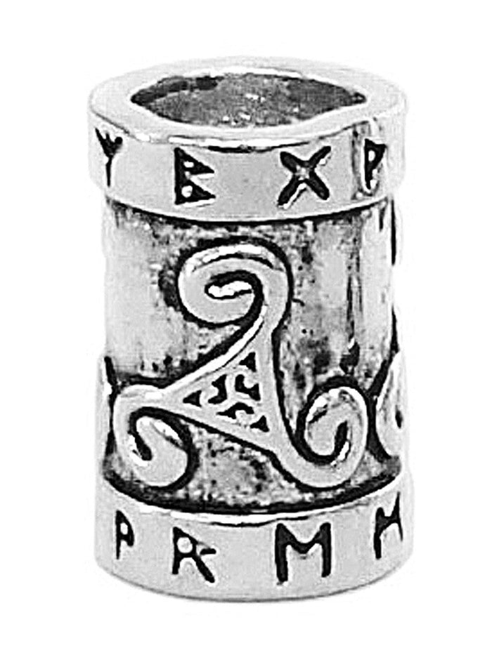rune spiral hair bead silver finish side view
