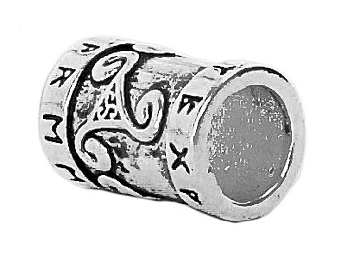 Rune Spiral Hair Bead - Silver Finish Viking Celtic Braid Accessory side view