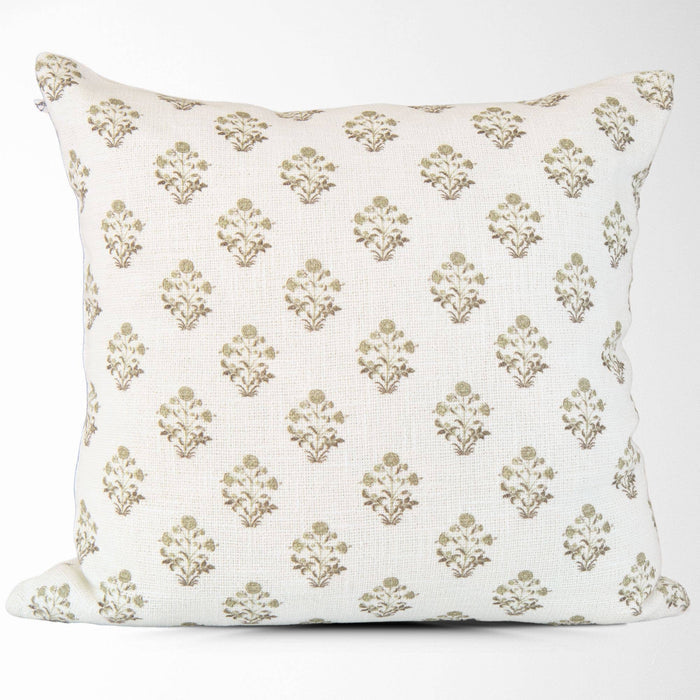 Sage Floral Block Print Pillow