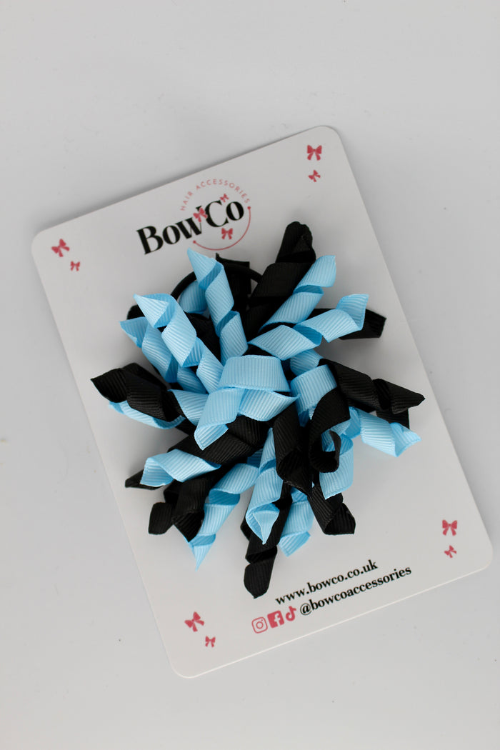 School Bow Black and Blue Topaz - Corker Bow - Elastic