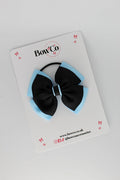 School Bow Black and Blue Topaz - Layer Edge Bow - Elastic