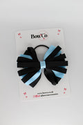 School Bow Black and Blue Topaz - Spiral Bow - Elastic