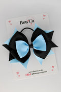 School Bow Black and Blue Topaz Layer Bow - Elastic
