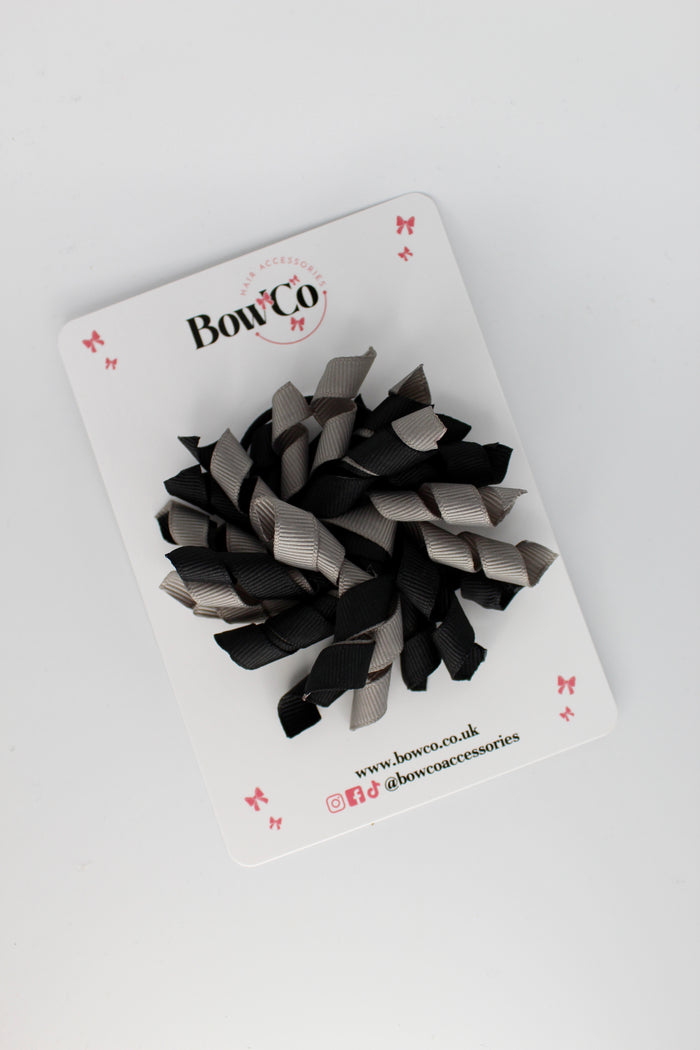 School Bow Black and Metal Grey - Corker Bow - Elastic