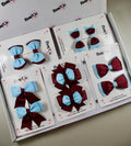 School Bow Bundle Saver - 10 Pack - Burgundy and Blue Topaz - Clip