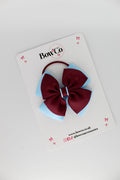 School Bow Burgundy and Blue Topaz - Layer Edge Bow - Elastic