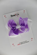 School Bow Lilac Gingham Double Loop Bow - Clip