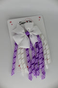 School Bow Lilac Gingham Pinwheel Corker Bow - Elastic