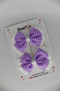 School Bow Lilac Gingham Pinwheel Set - Clip