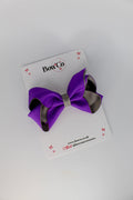 School Bow Purple and Metal Grey - Loop Bow - Clip