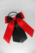 School Bow Red and Black - Double Layer Tail Bow – Elastic