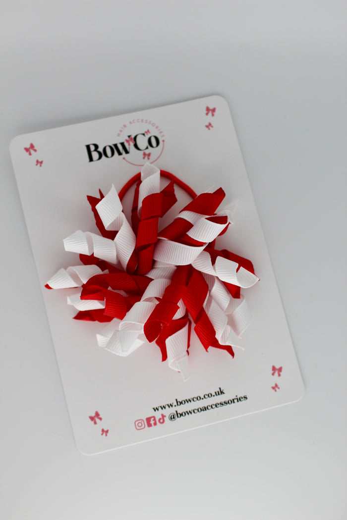 School Bow Red and White - Corker Bow - Elastic