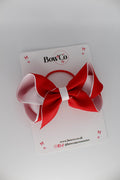 School Bow Red and White - Loop Bow - Elastic