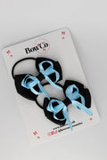 School Bows Black and Blue Topaz - Double Bow Set - Elastic