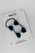 School Bows Black and Blue Topaz - Layer Tail Bow Set - Elastic