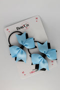 School Bows Black and Blue Topaz - Layer Tail Bow Set - Elastic