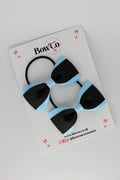 School Bows Black and Blue Topaz - Tuxedo Bow Set - Elastic