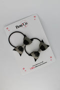 School Bows Black and Metal Grey - Butterfly Bow Set - Elastic