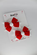 School Bows Red and White - Knot Bow Set - Elastic
