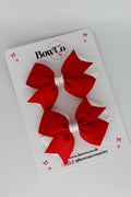 School Bows Red and White - Layer Tail Bow Set - Clip
