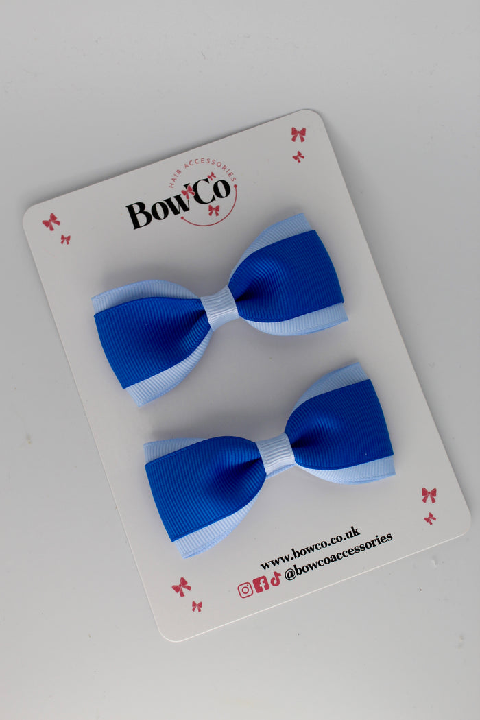 School Bows Royal Blue and Bluebell - Tuxedo Bow Set - Clip