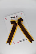 School Brown and Yellow Gold Tuxedo Tails Bow – Clip