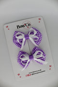 School Lilac Gingham Double Bow Set - Clip