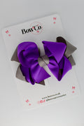 School Purple and Grey Double Loop Bow - Clip
