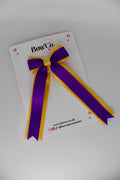 School Purple and Yellow Gold Tuxedo Tails Bow – Clip
