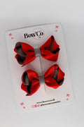 School Red and Grey Loop Bow Set - Clip