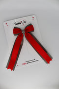 School Red and Grey Tuxedo Tails Bow – Clip